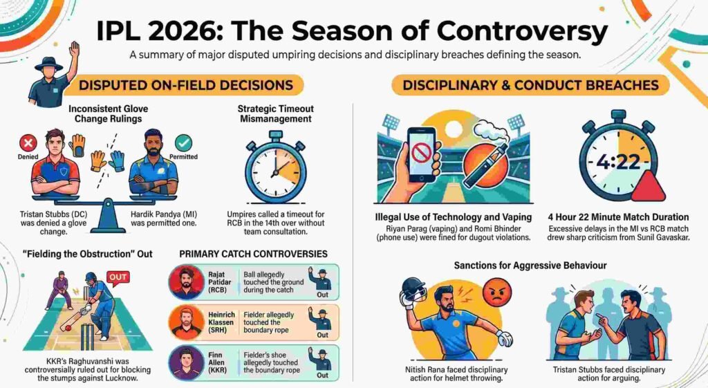 IPL 2026: Controversies, Umpiring Disputes, and Disciplinary Actions
